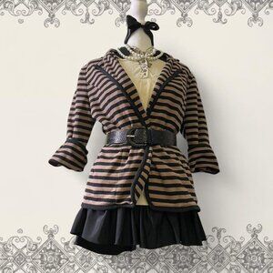 Y2K Brown and black striped jacket with a front button